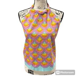 Cute Y2K fairy mermaid scallop Trina Turk halter tie back top festival fling